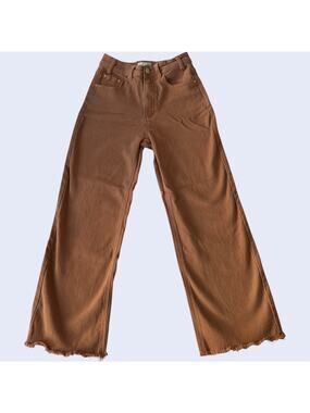 ROOLEE S Y2K Wide Leg Jeans Brown Frayed Hem